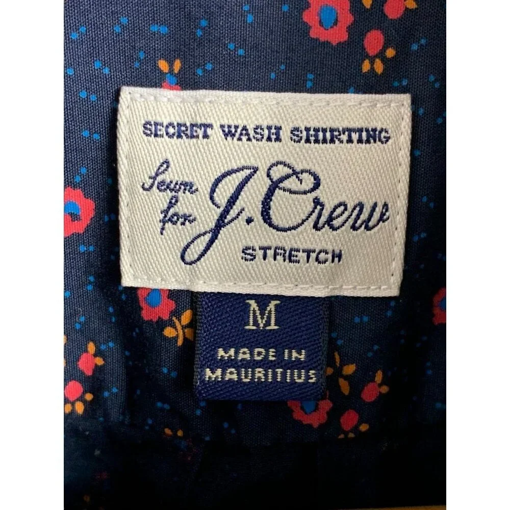 J. Crew Men's Stretch Secret Wash Floral Slim‎ Fit Button Up Shirt Size M
